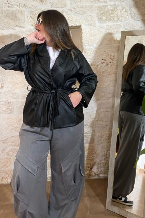 GIACCA IN ECO PELLE NERA